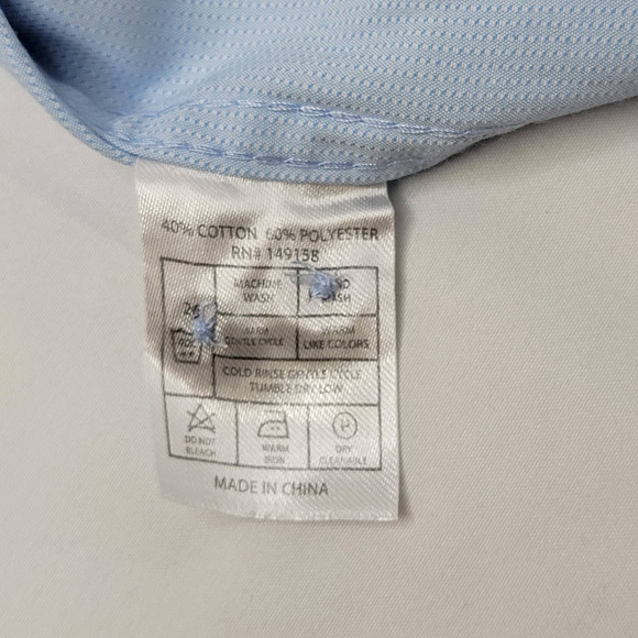 Craft Flow Seersucker Sky Blue Long Sleeve Pattern Flip Cuff Button Shirt Large - Picture 6 of 10